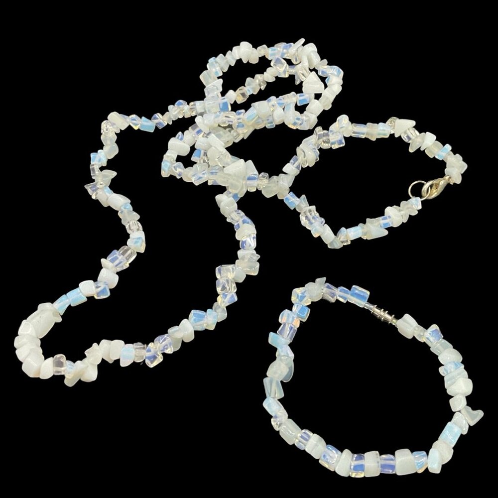 Rainbow Moonstone Necklace & Bracelet Set